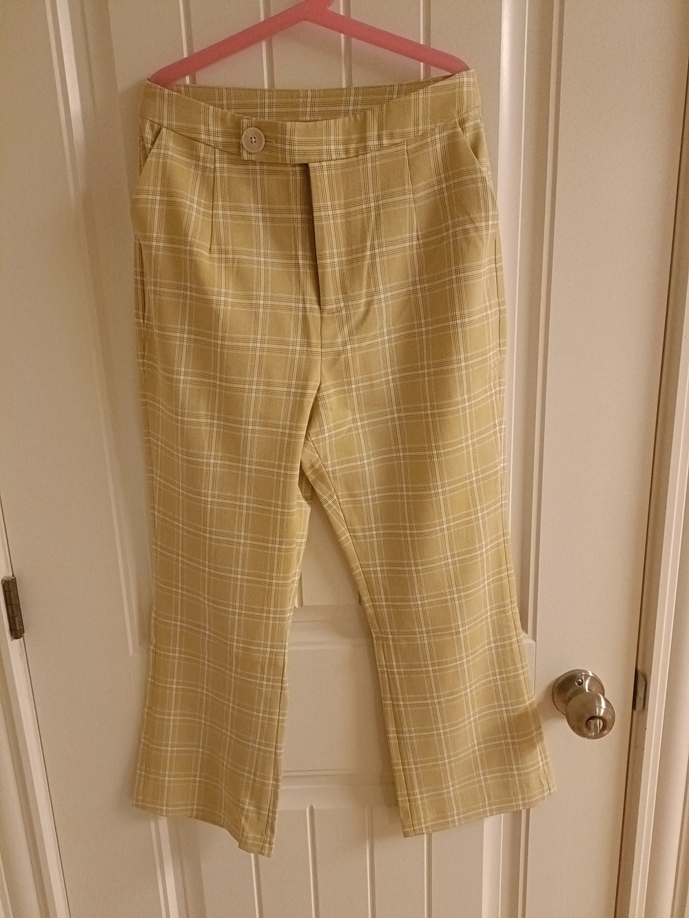 Yellow Plaid Cropped Pants